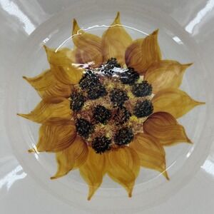 Weiss Sunflower Large Bowl Pasta Server Hand Painted Salad Vegetable Dish Brazil